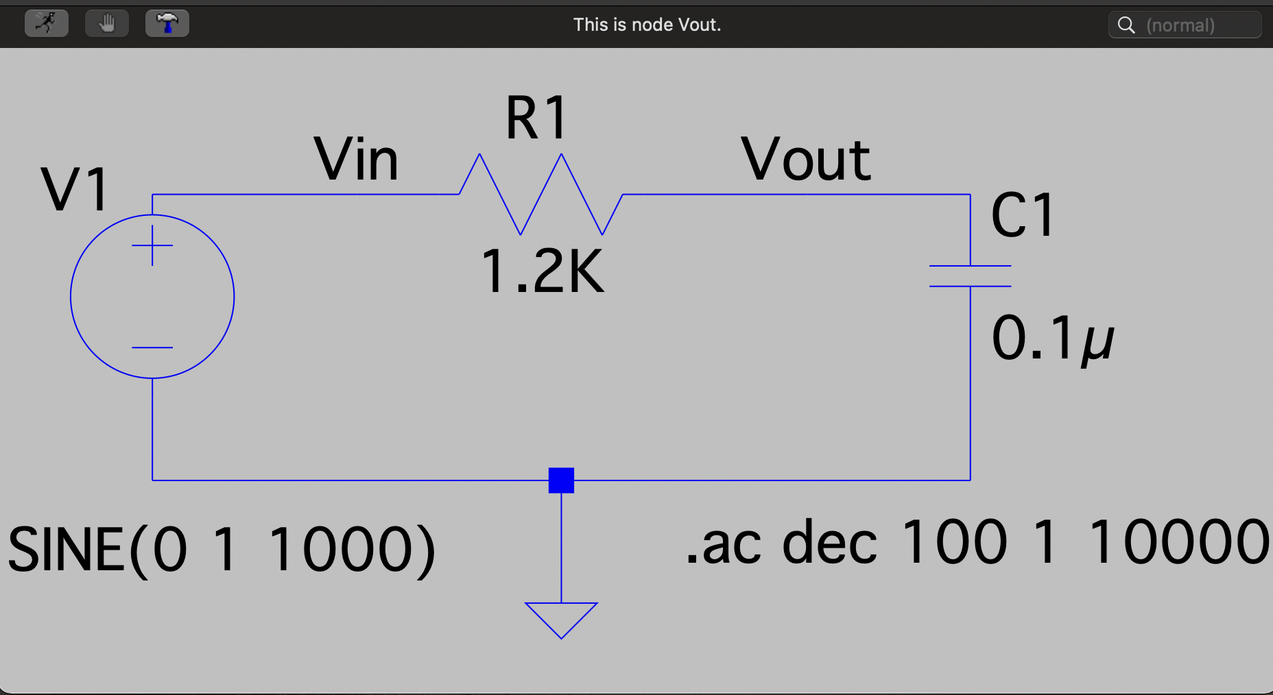 LTSpice low pass circuit diagram